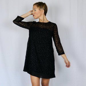 3/4 length sleeve sheer black dress